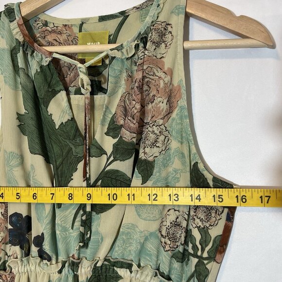 Maeve Anthropologie Ruffled Tiered Maravilla Maxi Dress Size 4 Floral Butterfly - Picture 5 of 11
